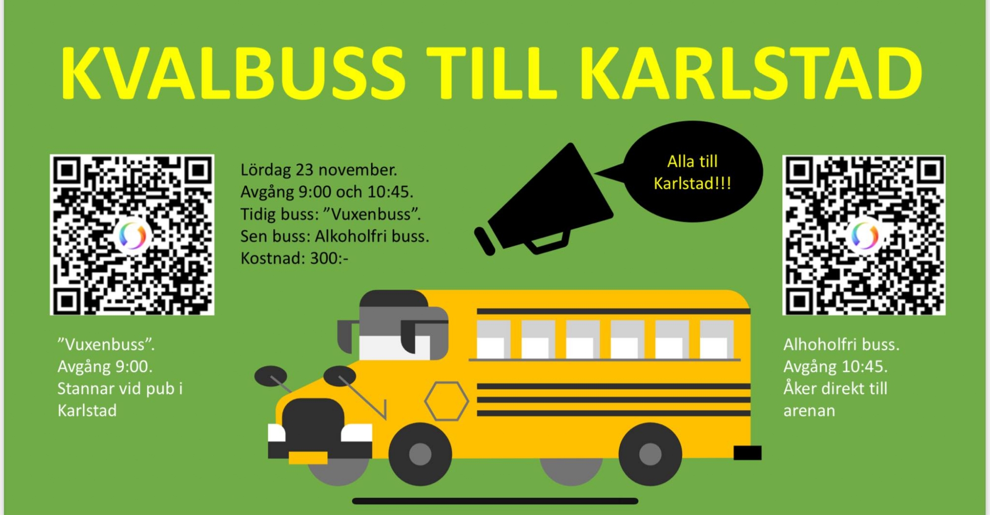 Supporterbussar till Karlstad