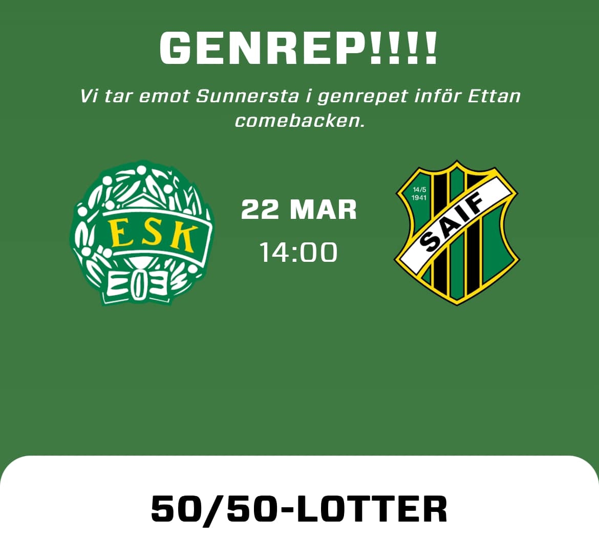 Köp 50/50-lotter till lördagens träningsmatch